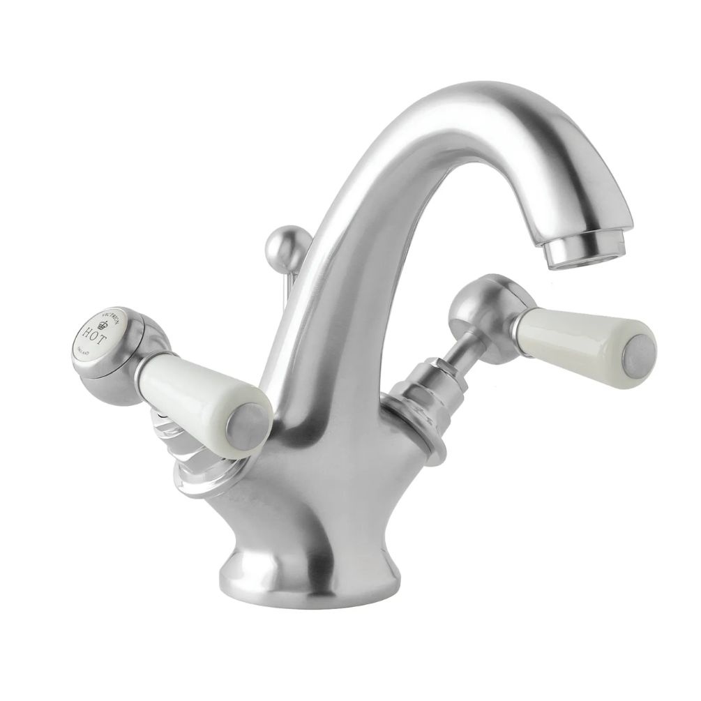 BC Designs Victrion Brushed Chrome Lever Mono Basin Mixer & Waste Cut Out